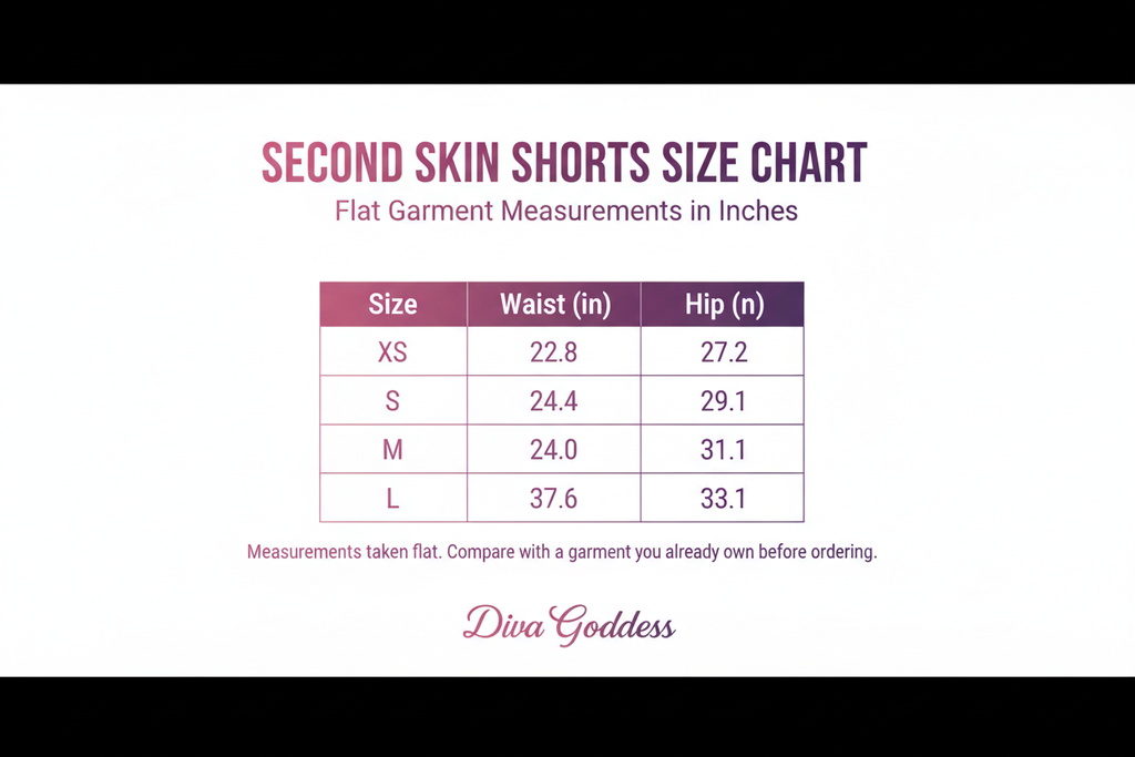 Second Skin Shorts Size Chart